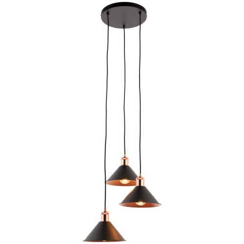 Rolta 3 Light Copper Cluster Pendant Light Black