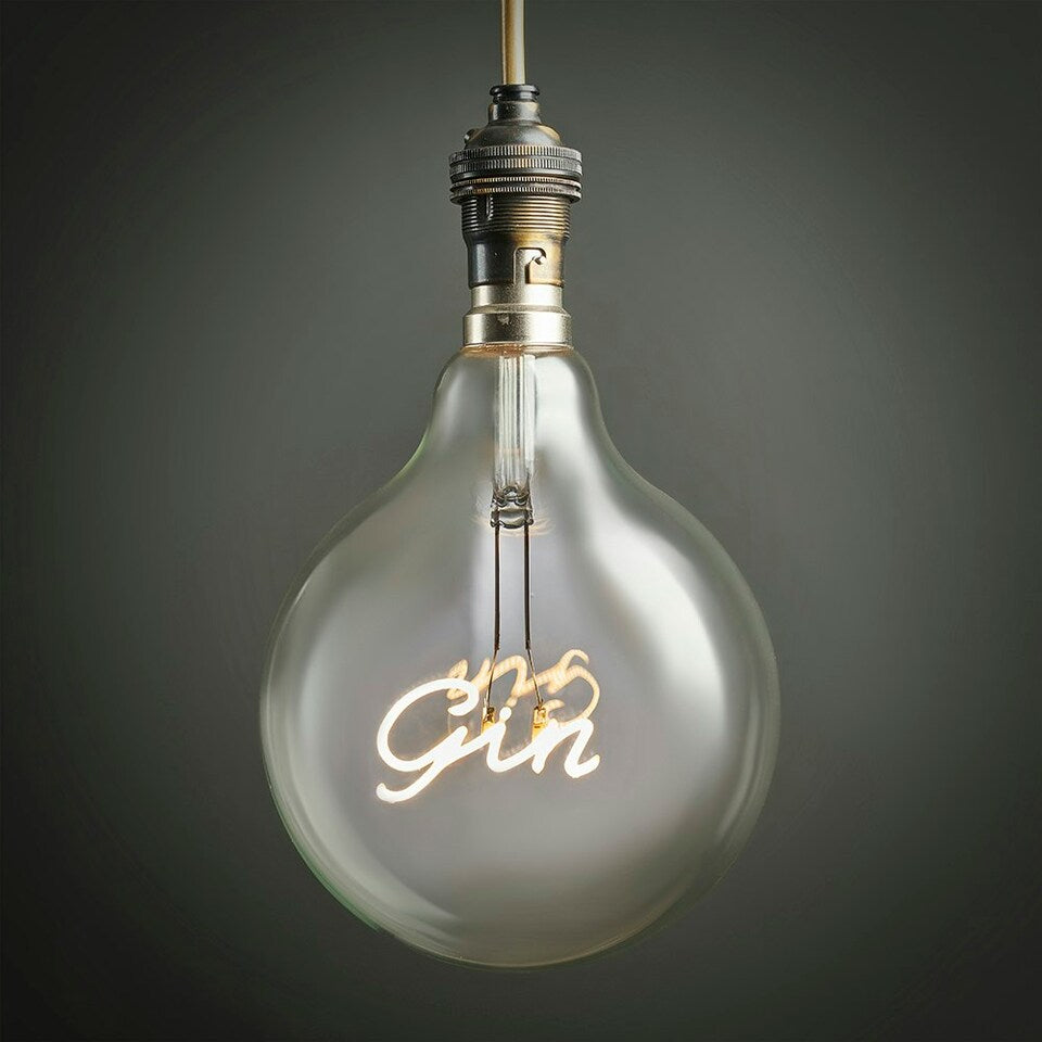 ValueLights Vintage Style 2w LED BC B22 Bayonet Cap Word Script Gin Design Clear Light Bulb - Gin