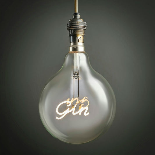 ValueLights Vintage Style 2w LED BC B22 Bayonet Cap Word Script Gin Design Clear Light Bulb - Gin