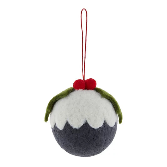 Multicolour Christmas Pudding Felt Round Bauble