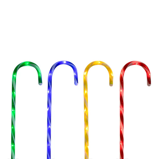 Multicolour LED Candy Cane Freestanding Silhouette Light (H) 750mm, Set